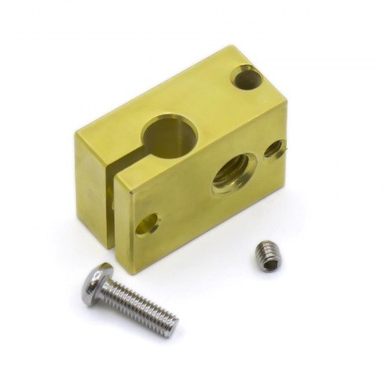 Brass heating block v6 for 3mm PT100 thermistor - M6 Thread - v5 and v6 compatible