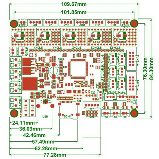 SKR V 1.4 - 32-bit board with LPC1768 processor - Marlin 2 compatible - STEP/DIR SPI or UART - 12v or 24v