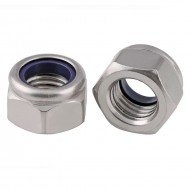 Hexagonal lock nut DIN-985 with plastic washer, Steel (c-8) zinc plated, Metric thread.