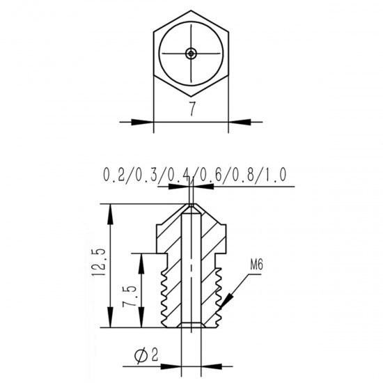 Nozzle - Boquilla con recubrimiento de teflón para filamento 1.75mm - 0.4mm