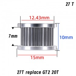 Mellow 1.5GT 27T Toothed Idler for 6 mm Belts · 5 mm Bore