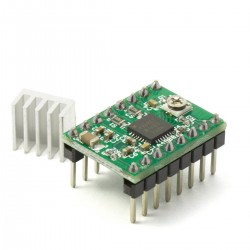 Controlador de motor paso a paso A4988 tipo Pololu hasta 2 A con disipador