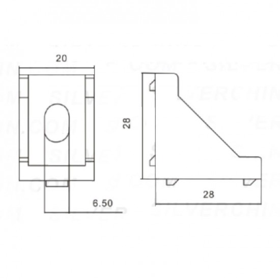 Square connector for aluminum profiles 2020/2028