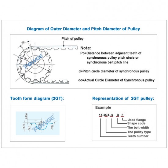 GT2 POWGE Timing Belt 2GT - Belt Width 6mm - reinforced with fiberglass - low vibration and noise - high quality and precision - 1m
