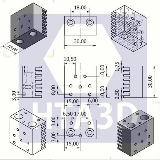 Hotend dual V6 - Estilo Chimera - filamento 1.75