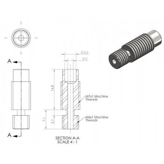 v6 Throat - Threat M6 M7 - v6 compatible - All metal