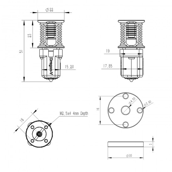 Dragon ACE -  Hotend de Alto Flujo y alta velocidad - Súper preciso y Alta calidad - sensor temperatura 104NT-4