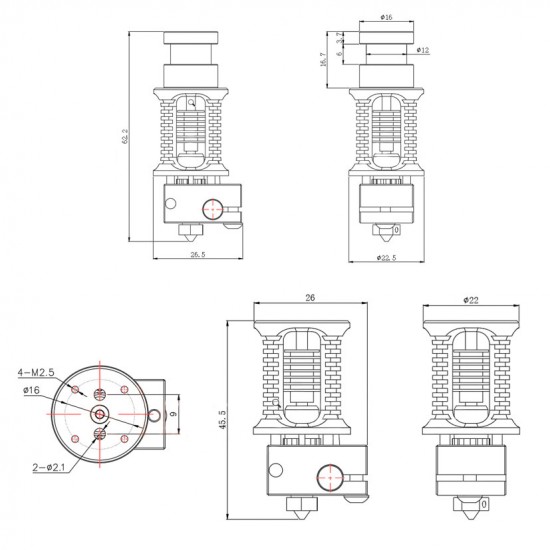 Dragon Hotend - Súper preciso y Alta calidad - Gran disipación de calor y resistencia - Flujo Alto HF