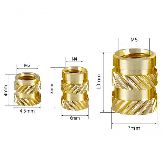 Brass, copper alloy threaded inserts - M3