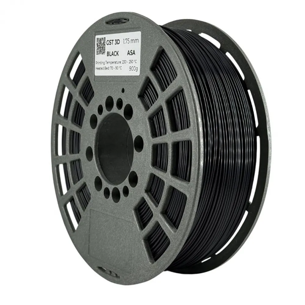 Bobina negra de filamento GST3D ASA de 1,75 mm y 900 g