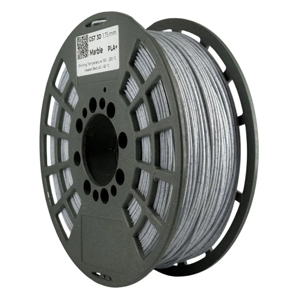 Bobina de filamento GST3D PLA+ Mármol de 1,75 mm y 1 kg con efecto moteado