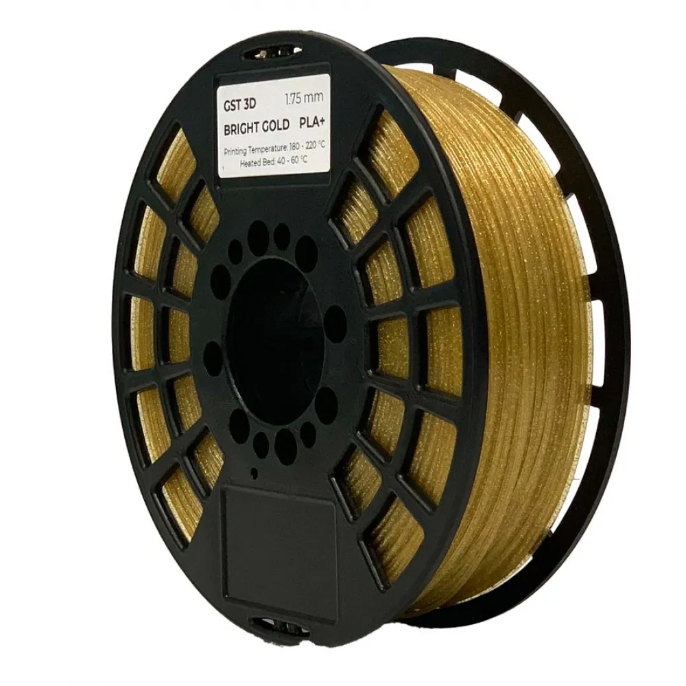 Bobina de filamento GST3D PLA+ Bright dorado de 1,75 mm y 1 kg