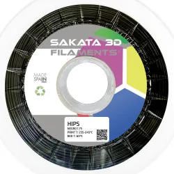 Filamento HIPS Sakata 3D de 1,75 mm — 1 kg, blanco o negro