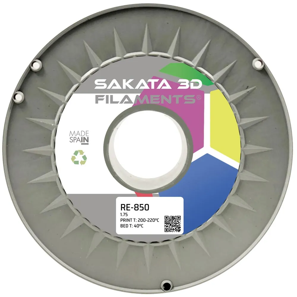 Bobina de filamento reciclado Sakata 3D RE-850 fabricado con PLA850 recuperado del proceso productivo