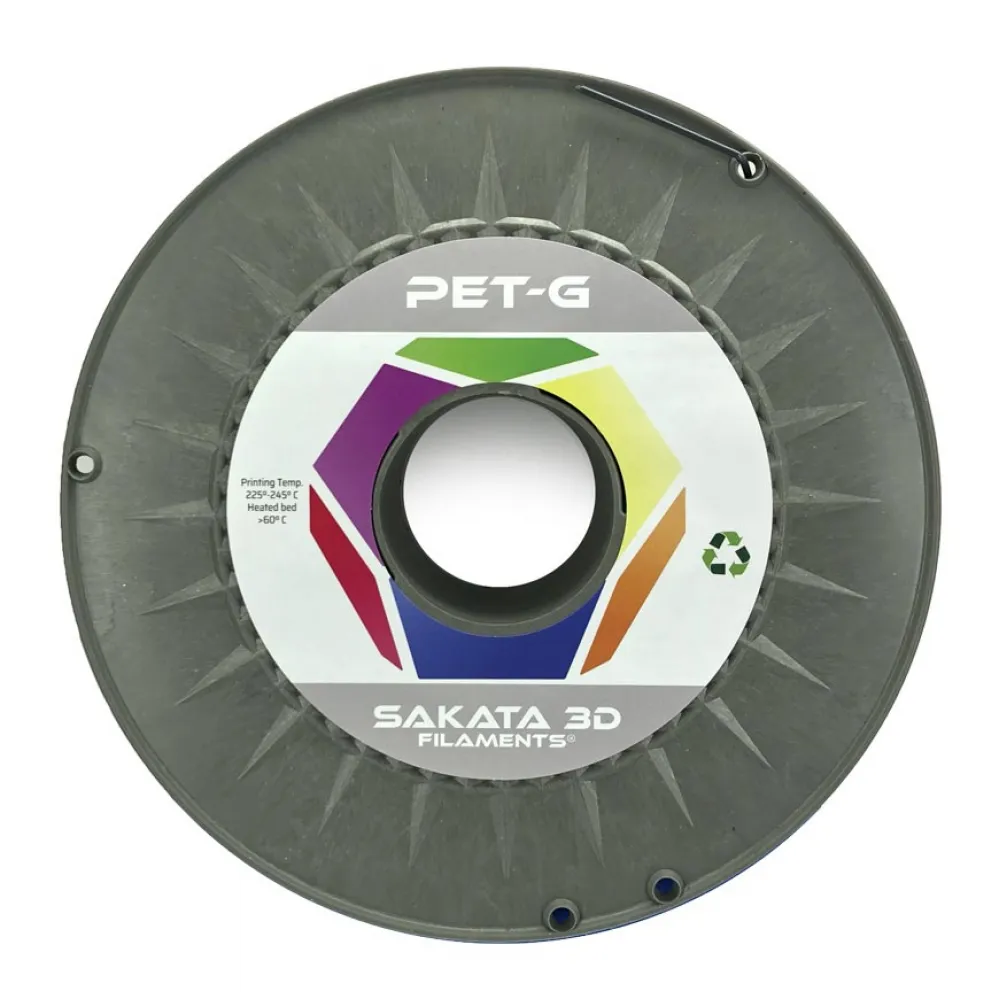 Imagen representativa de una bobina de filamento reciclado Sakata 3D RE-PETG de 1,75 mm y 1 kg