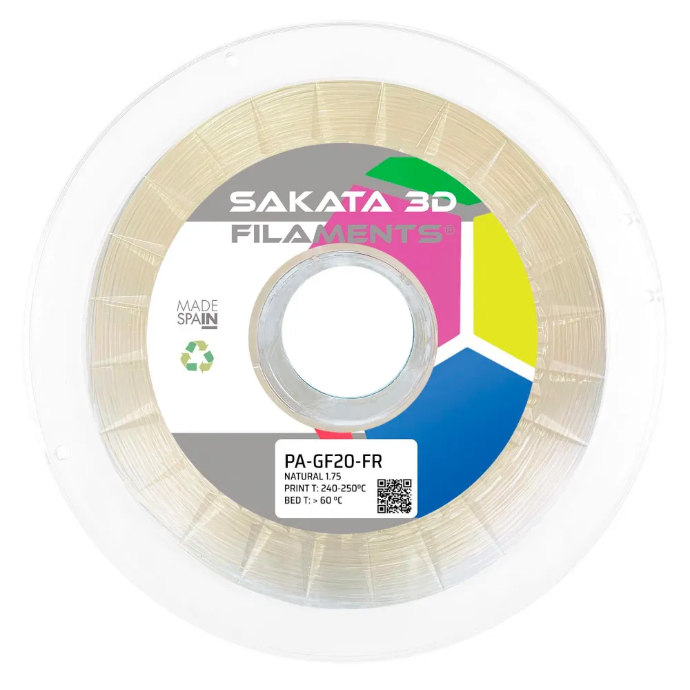 Bobina Natural de 850 g de filamento Sakata 3D PA-GF20-FR Nylon con 20 por ciento de fibra de vidrio