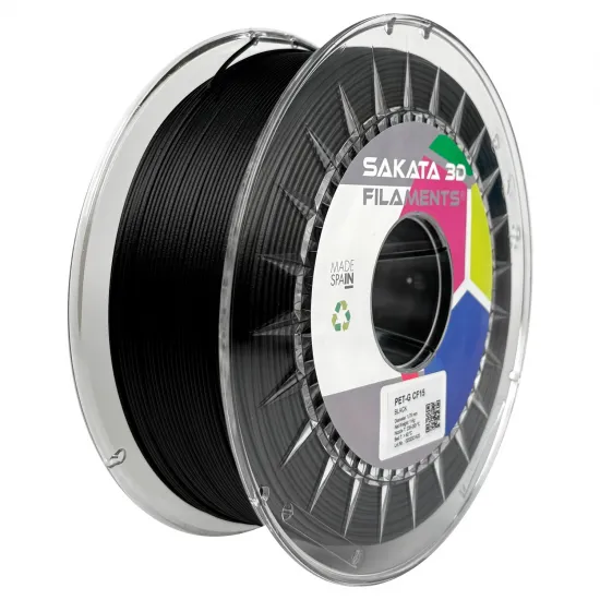 Filamento Sakata 3D PET-G CF15 negro 1,75 mm – 15 % fibra de carbono – 1 kg
