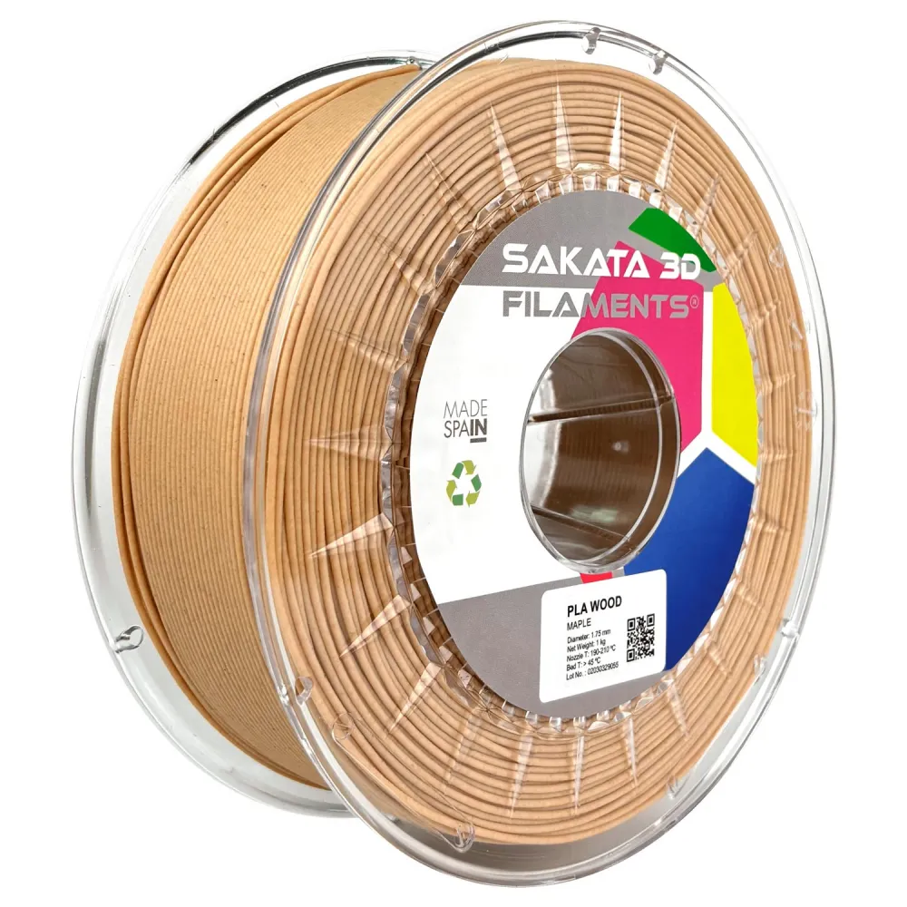 Bobina de filamento Sakata 3D PLA Texture Wood Madera de Arce de 1,75 mm