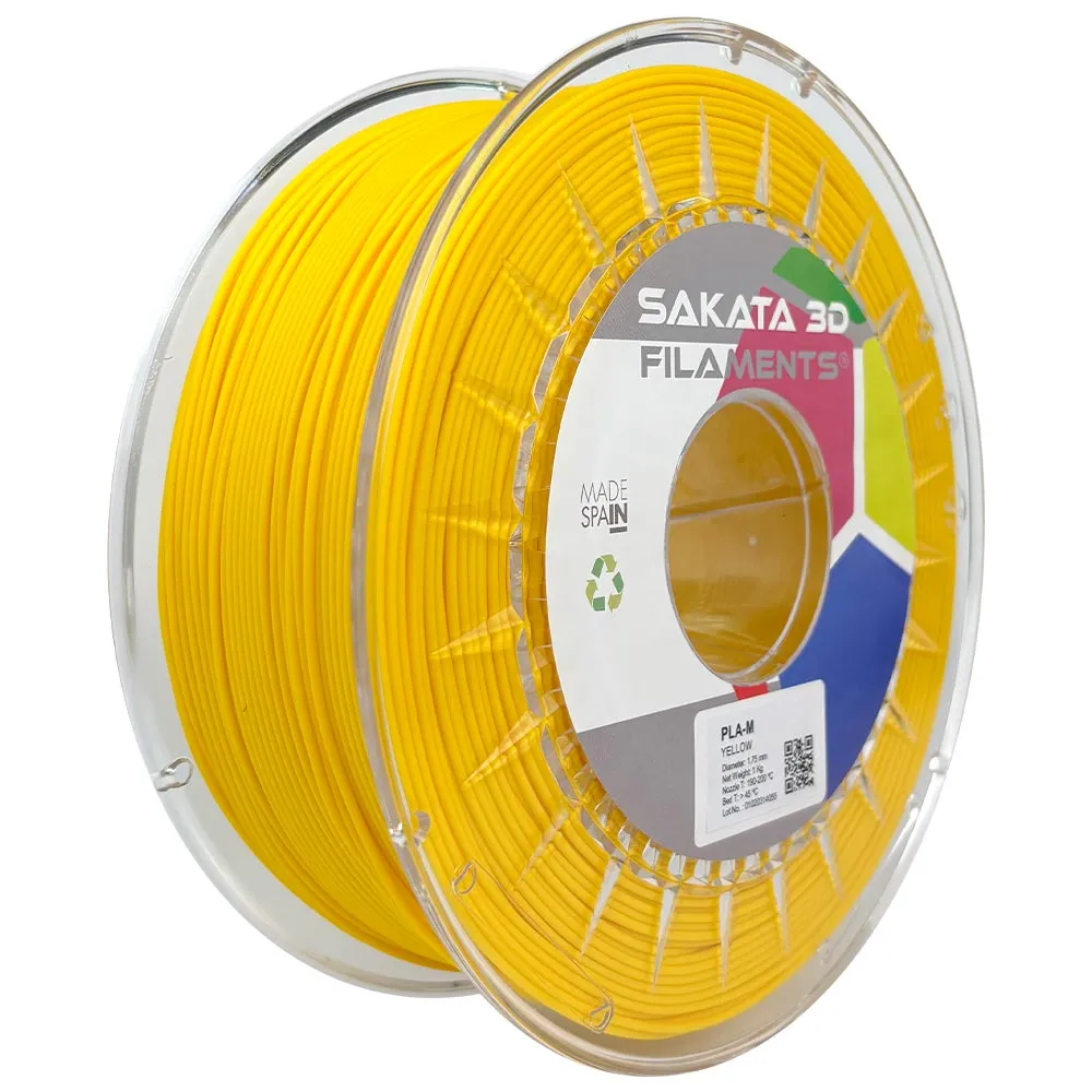 Bobina amarilla de filamento Sakata 3D PLA-M mate de 1,75 mm y 1 kg