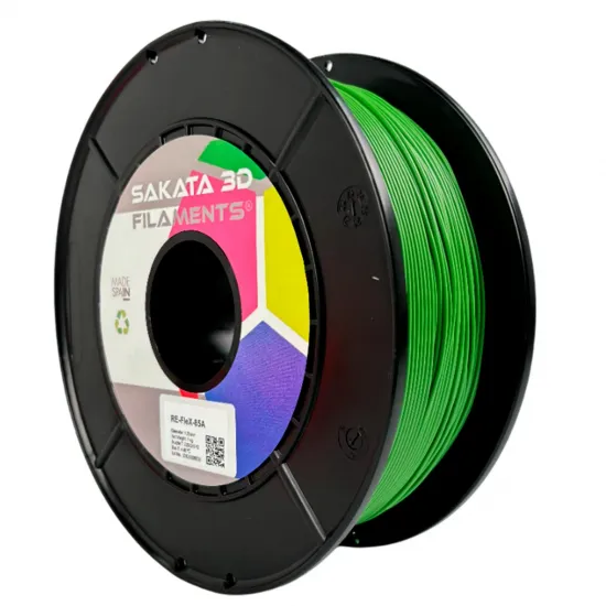 Filamento flexible reciclado Sakata 3D RE-FLEX 85A verde o negro - 1,75 mm, 1 kg