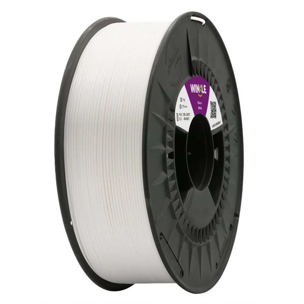 Bobina de filamento rPETG FR blanco WINKLE de 1,75 mm y 1 kg