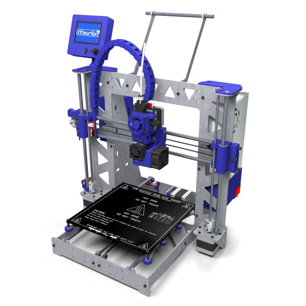 Impresora 3D P3STEEL por HTA3D con marco de acero, extrusor directo y cama móvil
