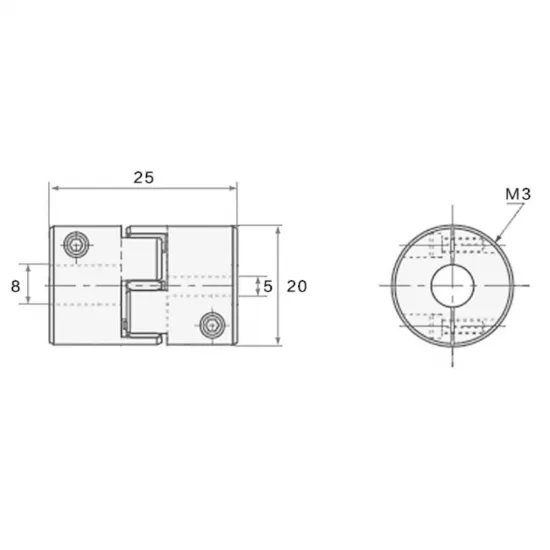 Acoplador flexible de flor de ciruelo 5 mm a 8 mm con inserto elastomérico