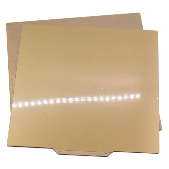 Lámina de acero flexible recubierta de Ultem (PEI) por ambos lados - gran fijación - para cama magnética 235x235mm