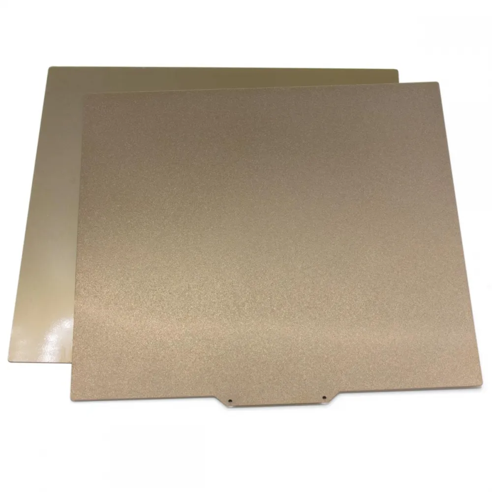 Lámina flexible de acero de 330 por 330 mm con PEI texturizado en una cara y liso en la otra