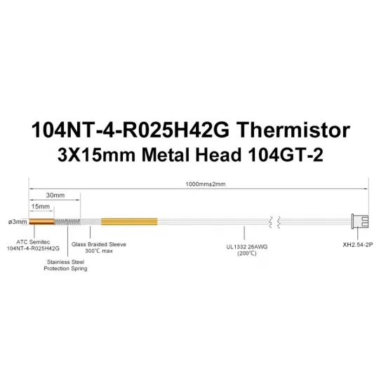 Cartucho termistor Trianglelab 104GT-2 con Semitec 104NT-4-R025H42G