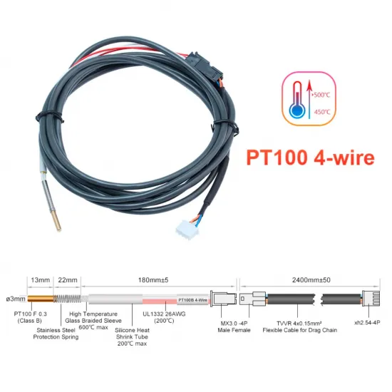 Sensor de temperatura PT100 Trianglelab de 4 hilos para alta temperatura