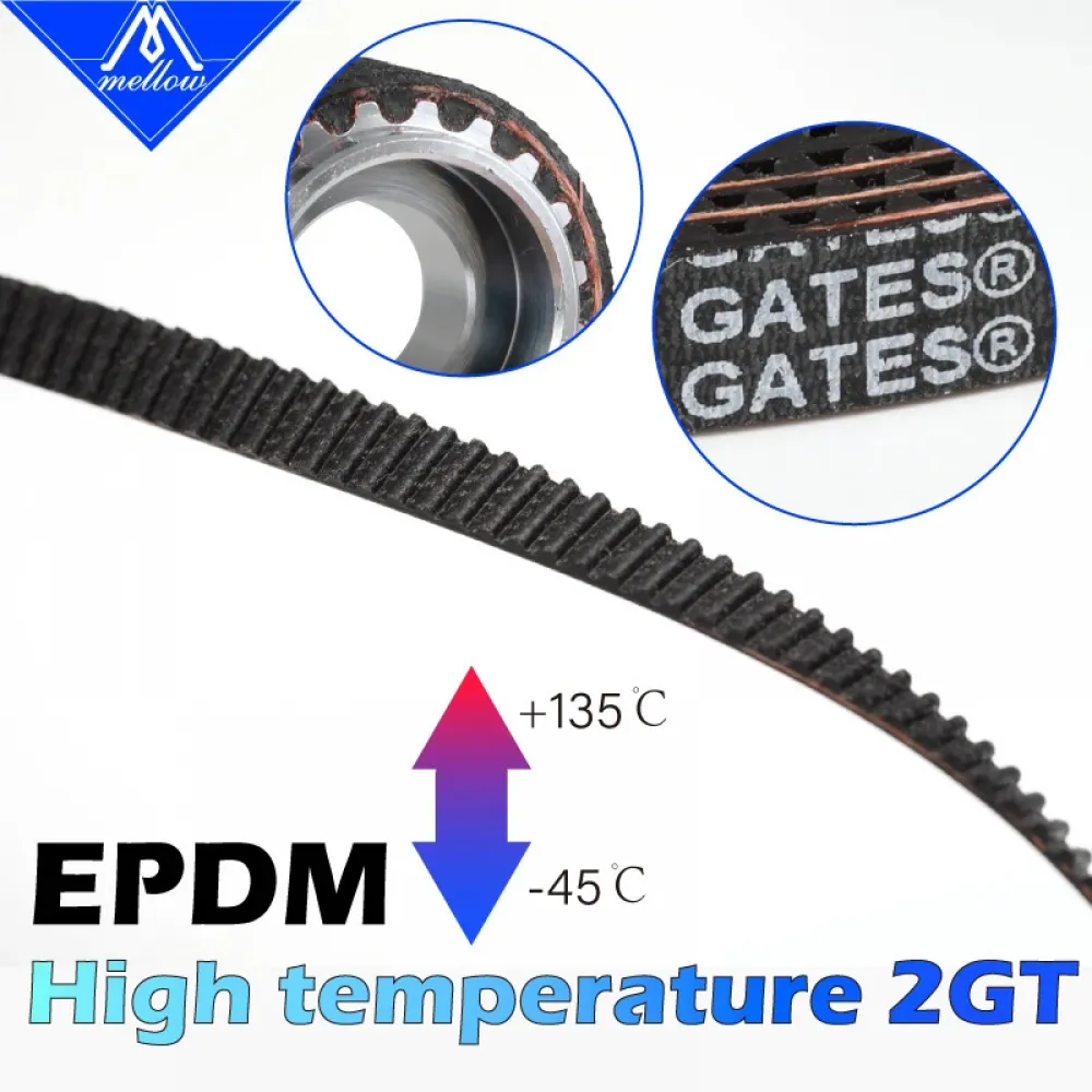 Correa Gates EPDM 2GT: intervalo térmico anunciado de menos 45 a más 135 grados Celsius