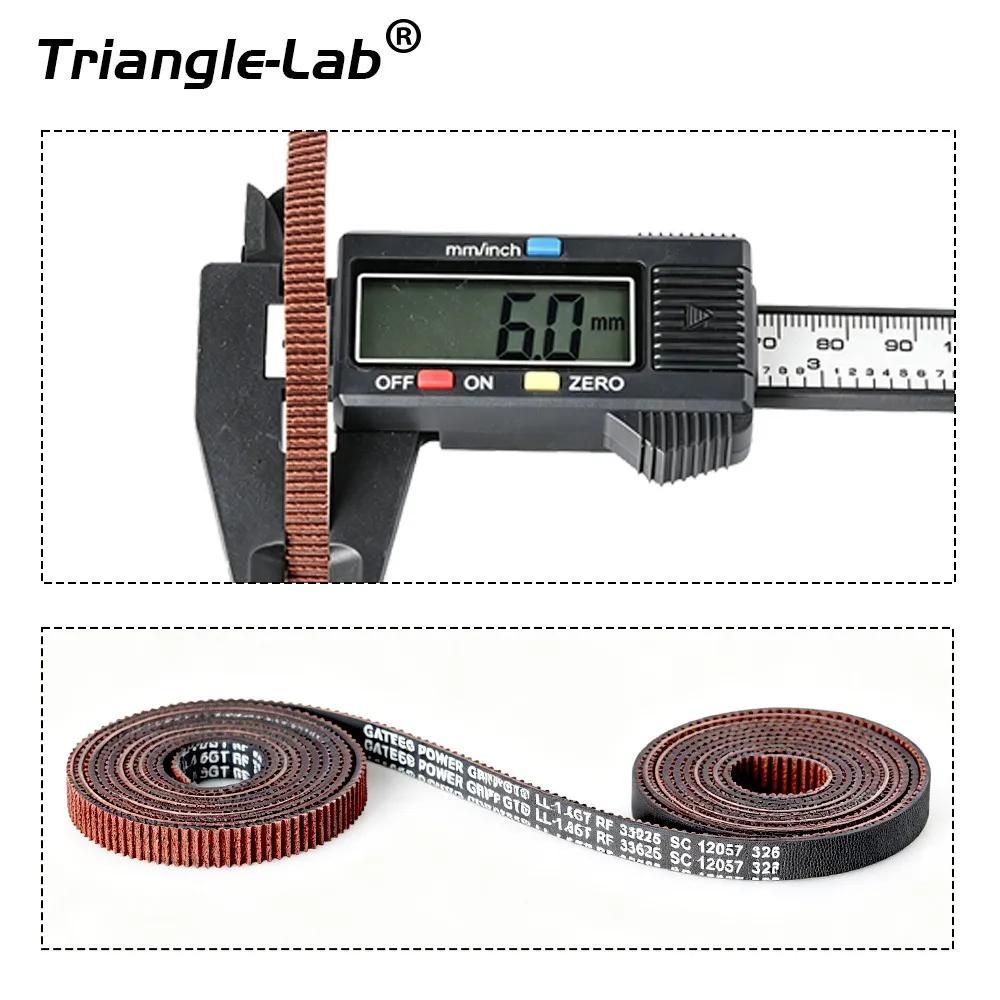 Ancho nominal de 6 mm en una correa Gates LL-1,5GT RF