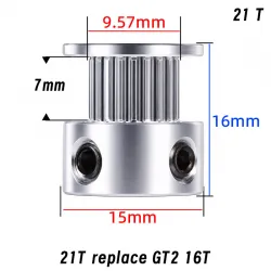 Polea motriz Mellow 1,5GT 21T para correa de 6 mm · eje 5 mm