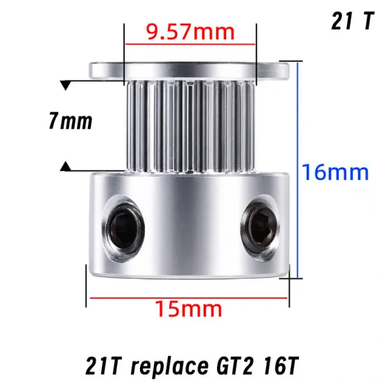 Polea motriz Mellow 1,5GT 21T para correa de 6 mm · eje 5 mm