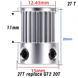 Polea motriz Mellow 1,5GT 27T para correa de 10 mm · eje 5 mm