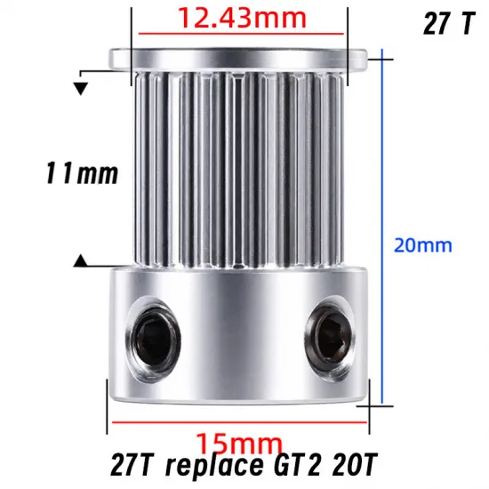 Polea motriz Mellow 1,5GT 27T para correa de 10 mm · eje 5 mm