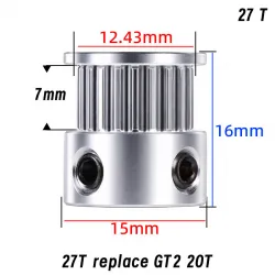 Polea motriz Mellow 1,5GT 27T para correa de 6 mm · eje 5 mm