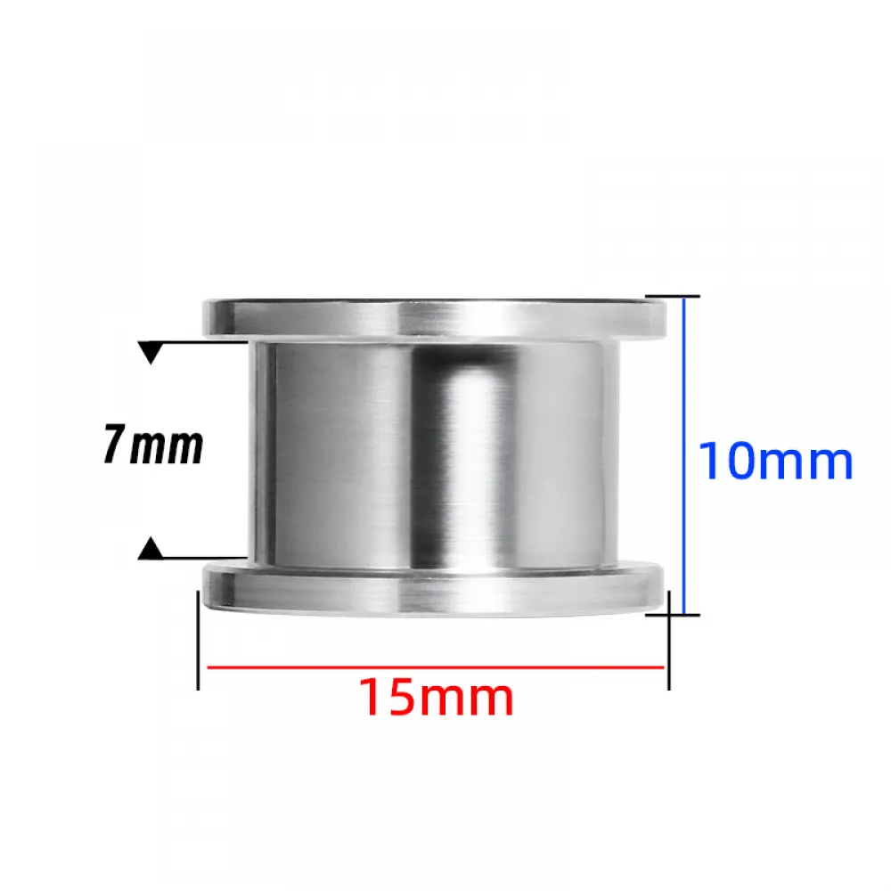 Official Mellow drawing: 7 mm running width, 10 mm height and 15 mm flanges for a 6 mm belt