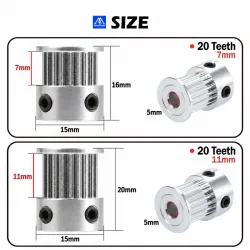 Polea motriz Mellow GT2 de 20 dientes para correa de 6 mm y eje de 5 mm