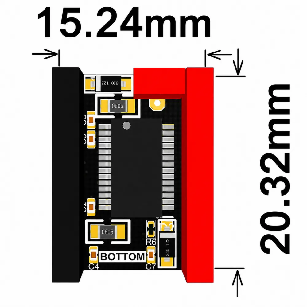 BIGTREETECH TMC2225 V1.0 dimensions: 15.24 by 20.32 mm