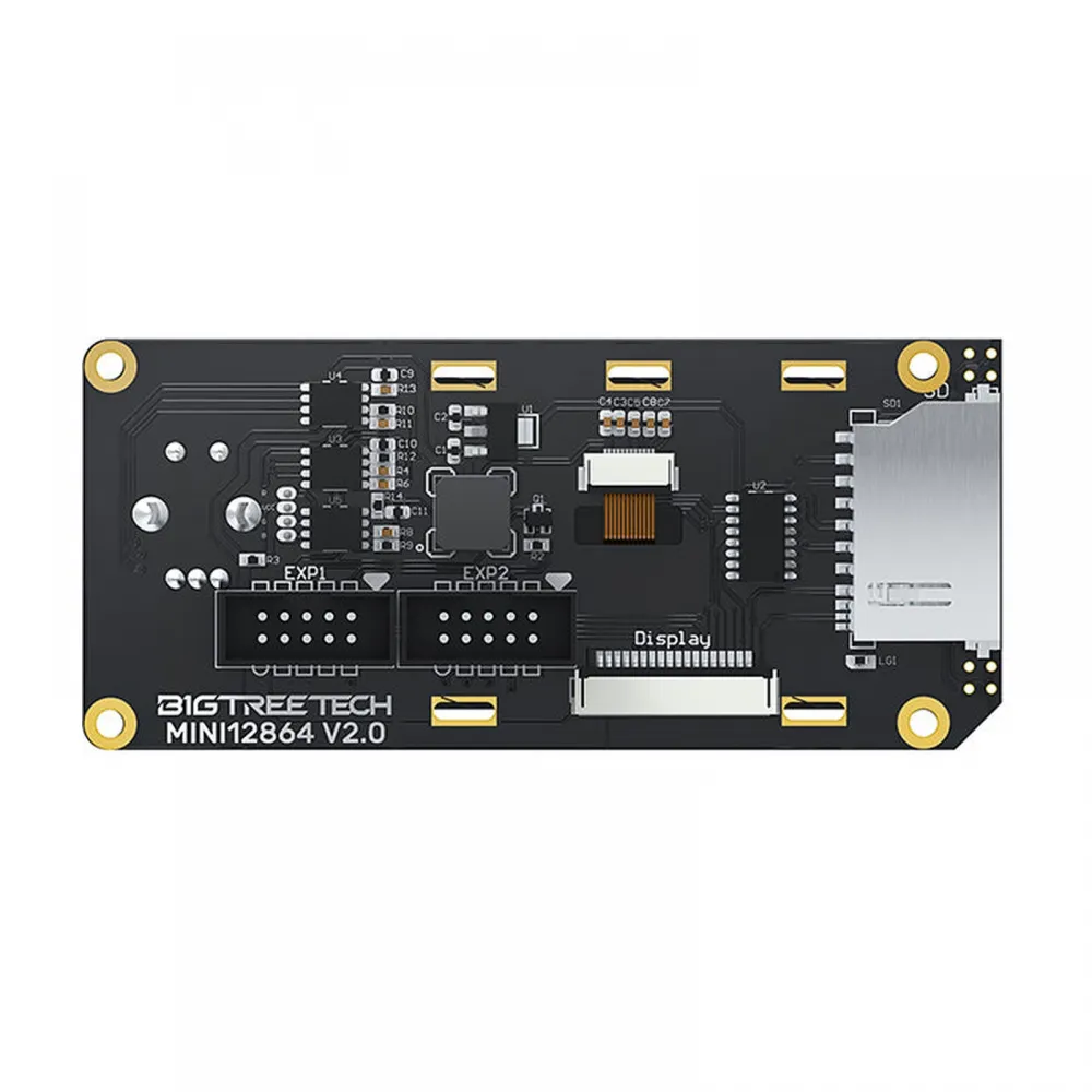 Reverso de BIGTREETECH MINI12864 V2.0 con EXP1, EXP2, FPC y lector SD