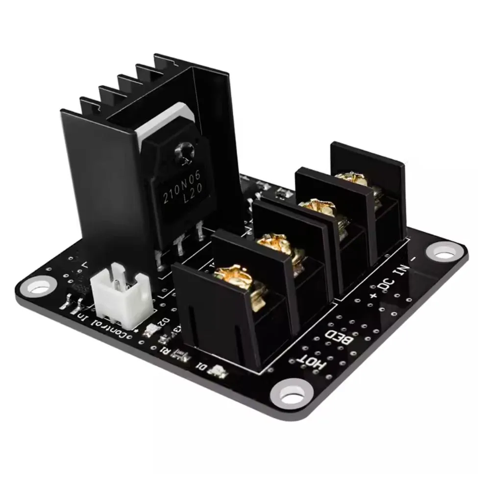 Módulo MOSFET externo V1.3 de 25 A con disipador negro, bornes DC IN y HOT BED