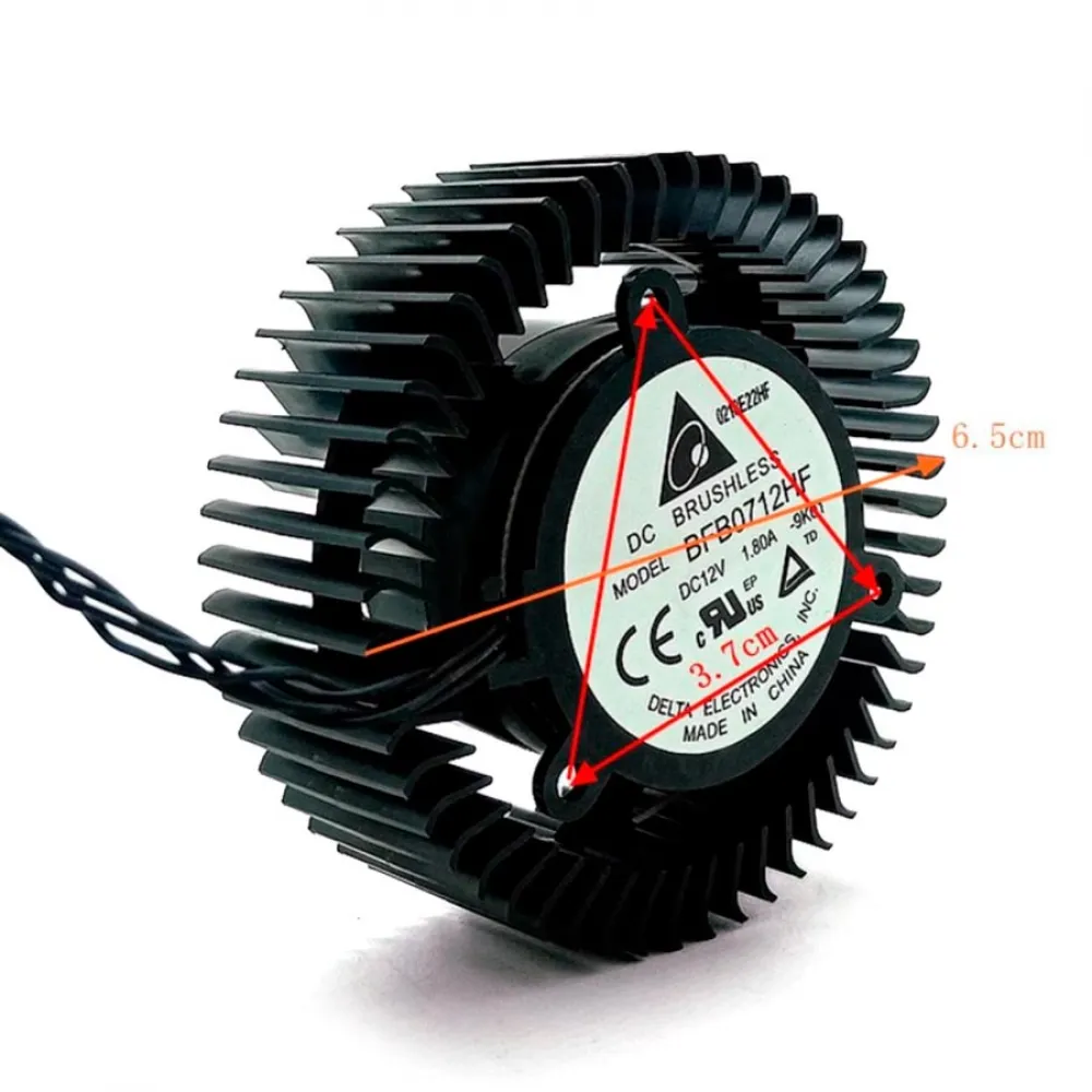 Etiqueta, cableado y conector de cuatro posiciones del ventilador Delta BFB0712HF