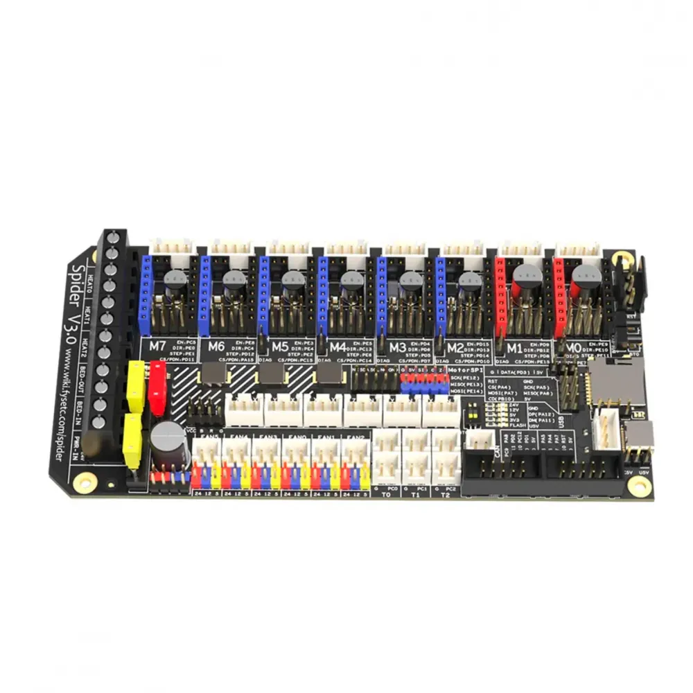 Placa de control FYSETC Spider V3.0 con STM32F446 y ocho zócalos para drivers