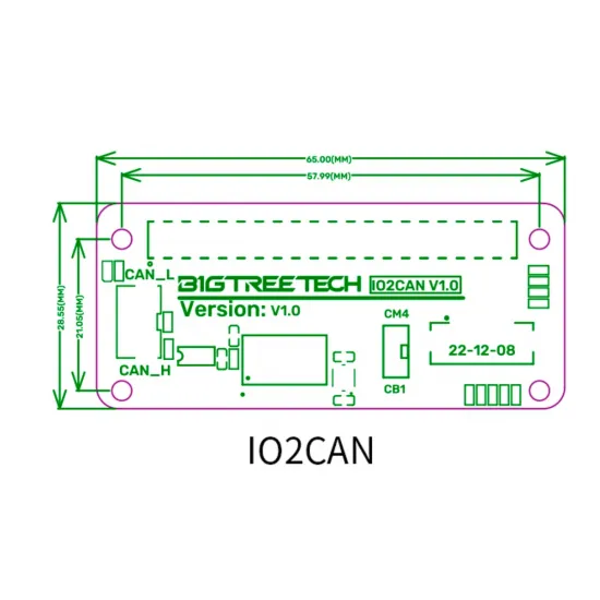BIGTREETECH IO2CAN V1.0 | Adaptador SPI a CAN para CB1, CM4 y Raspberry Pi