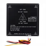 Cama caliente MK3 de aluminio 400 × 400 mm — 24 V, 260 W y cableada