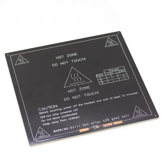 Cama caliente MK3 ALU 220 × 220 × 3 mm, 12/24 V, con orificios avellanados