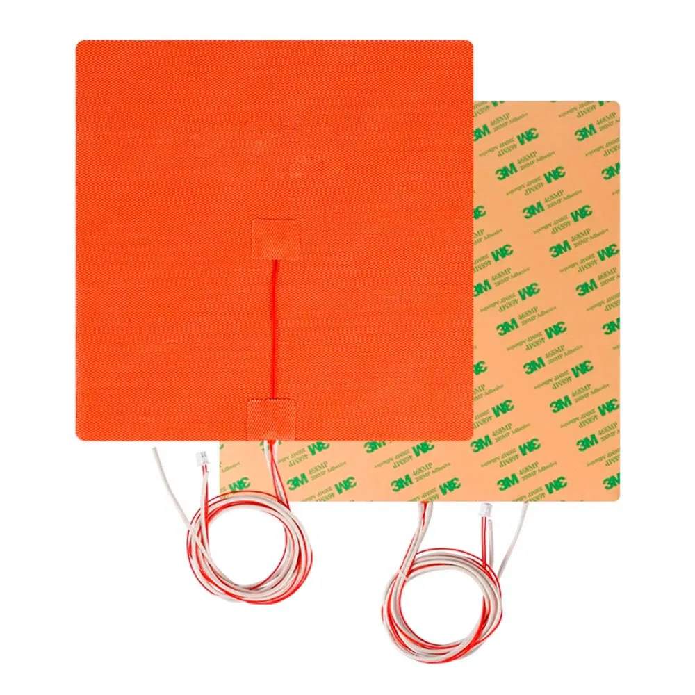 Calentador flexible de silicona cableado con reverso adhesivo para cama de impresora 3D