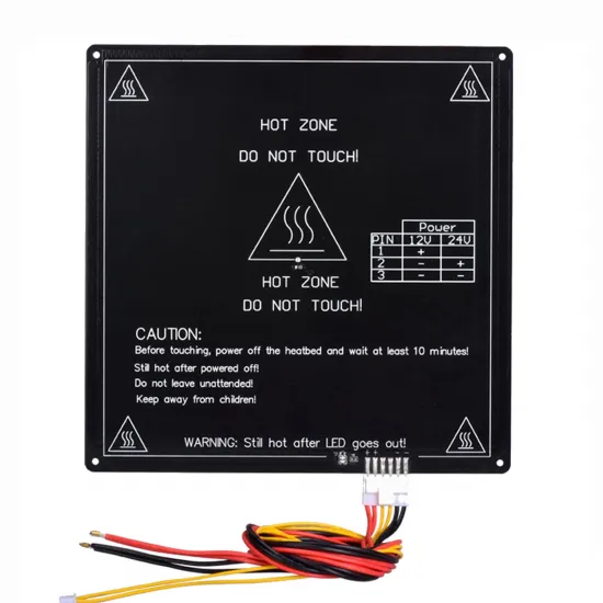 Cama caliente MK3 ALU 220 × 220 × 3 mm, 12 V y 96 W, con cable y termistor